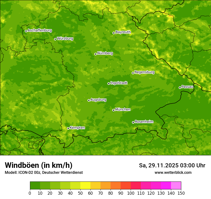 Modellkarten Windgeschwindigkeit