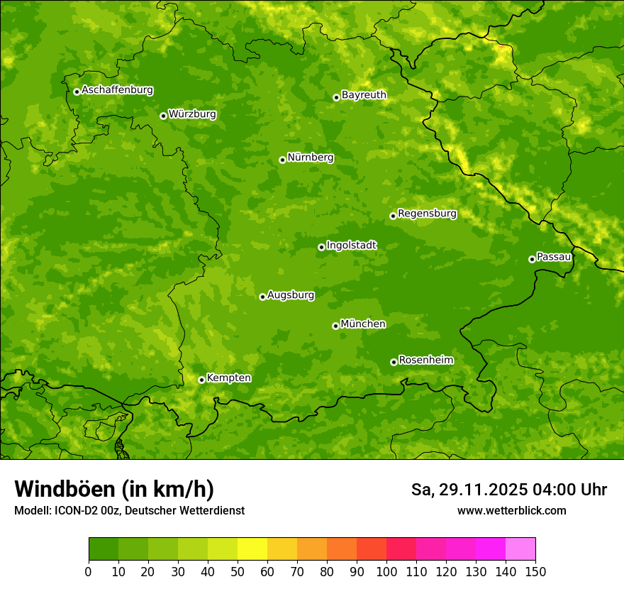 Modellkarten Windgeschwindigkeit