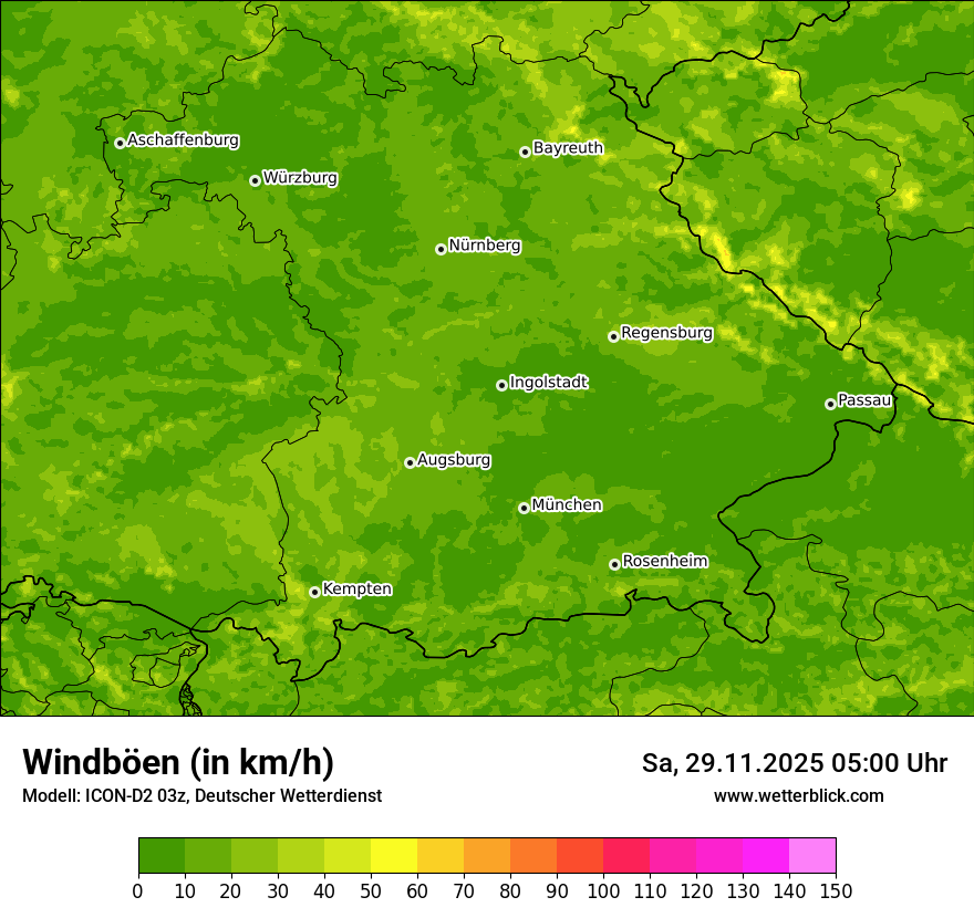 Modellkarten Windgeschwindigkeit