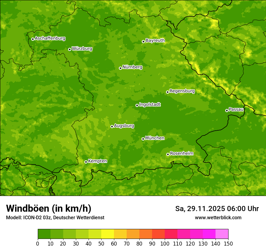 Modellkarten Windgeschwindigkeit