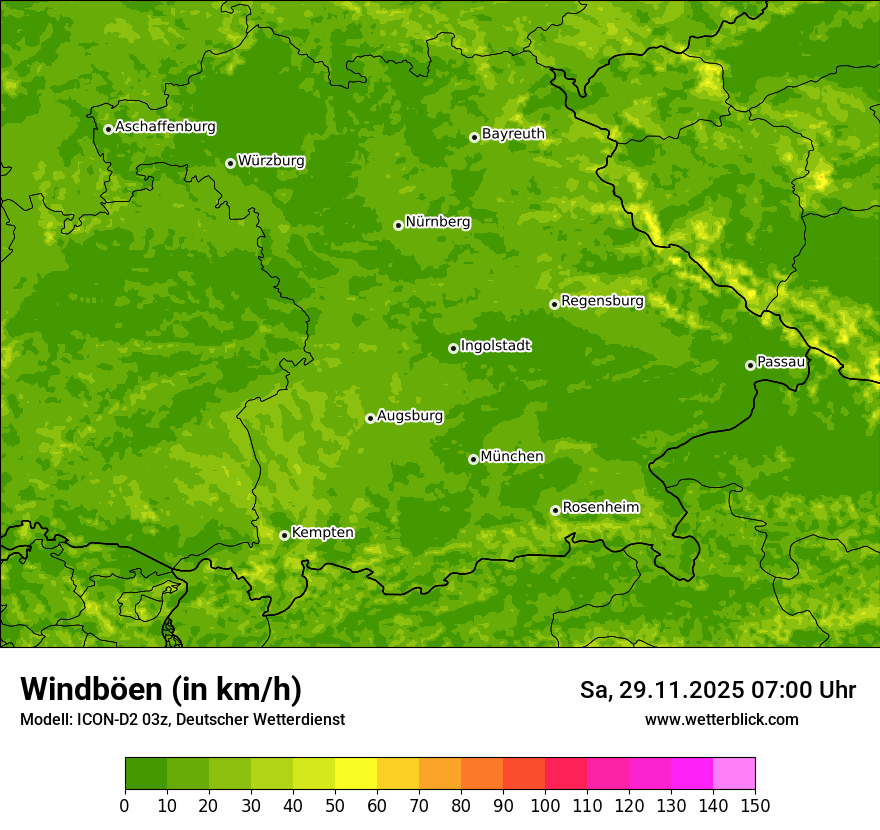 Modellkarten Windgeschwindigkeit