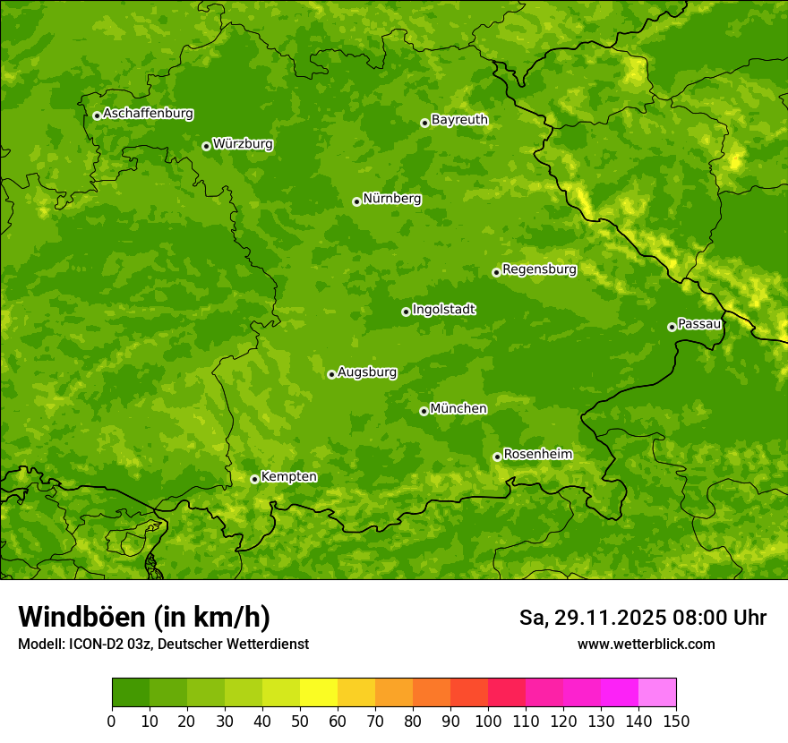 Modellkarten Windgeschwindigkeit