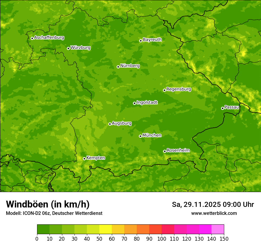Modellkarten Windgeschwindigkeit