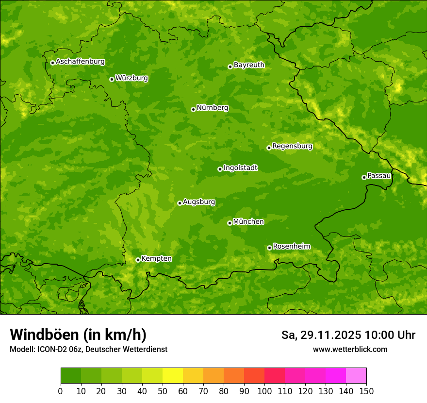 Modellkarten Windgeschwindigkeit