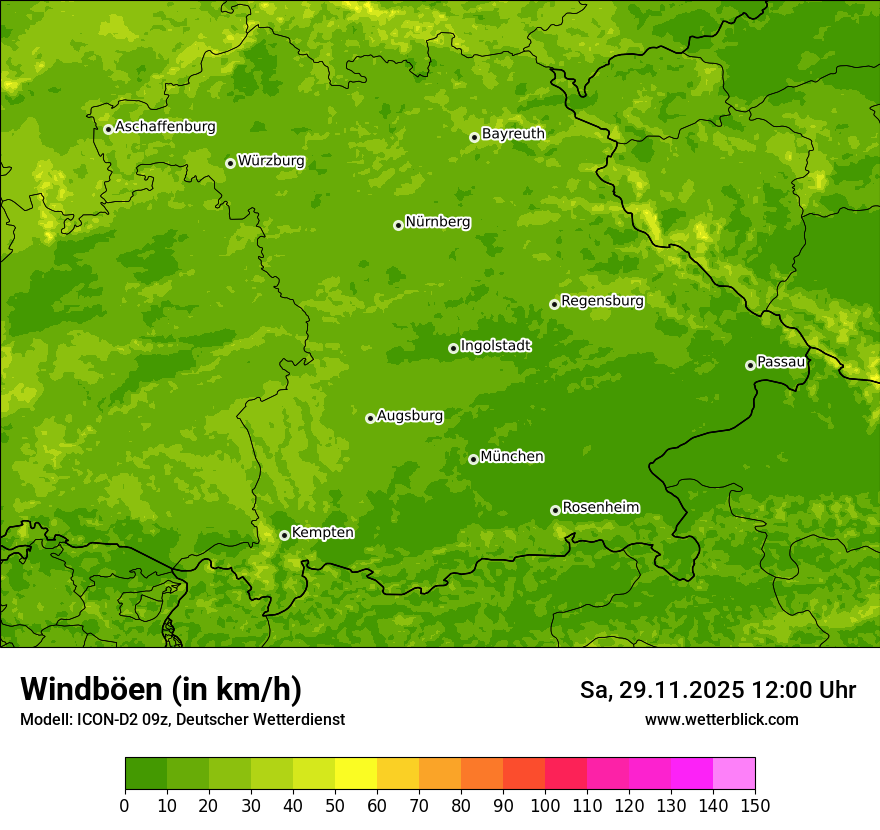 Modellkarten Windgeschwindigkeit