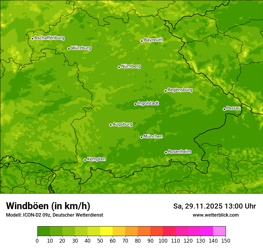Modellkarten Windgeschwindigkeit