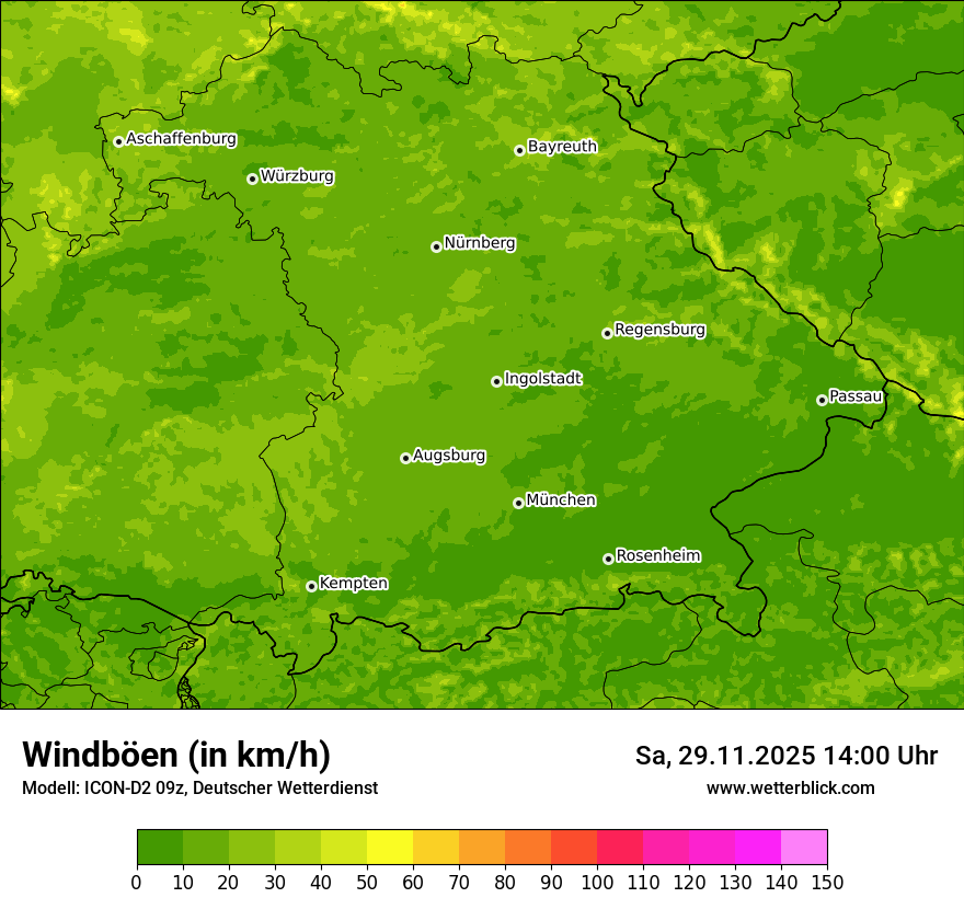 Modellkarten Windgeschwindigkeit