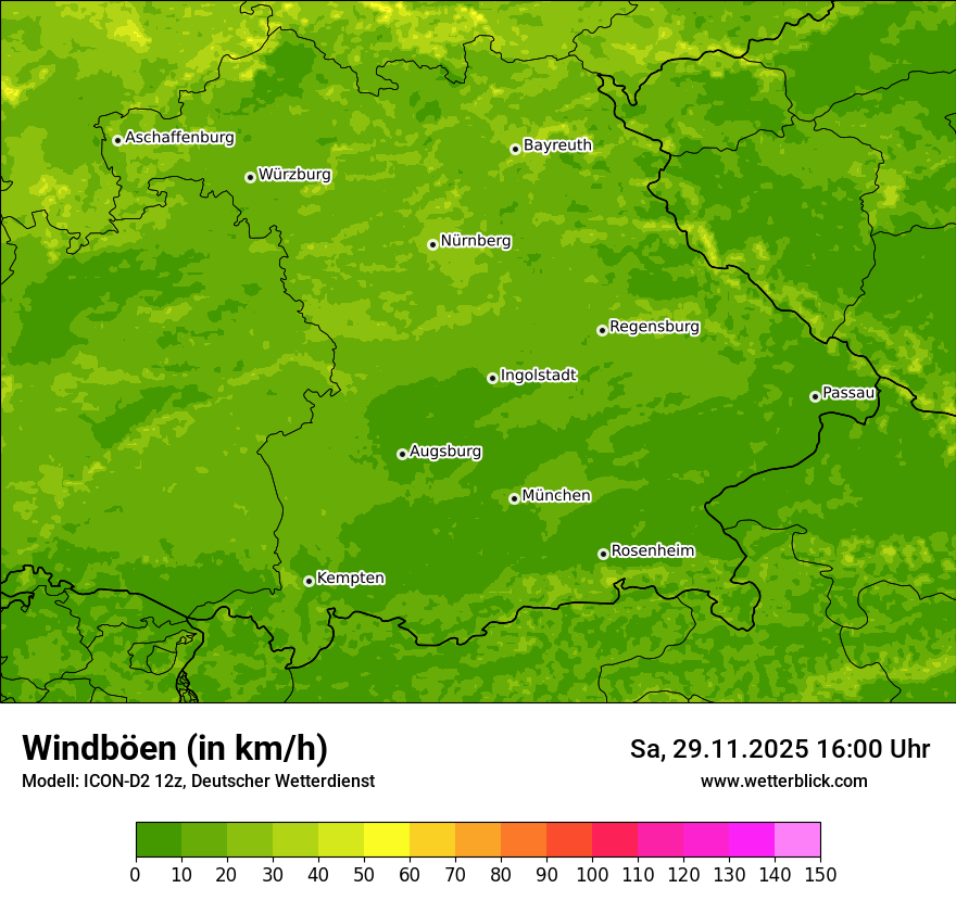 Modellkarten Windgeschwindigkeit