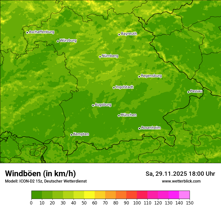 Modellkarten Windgeschwindigkeit