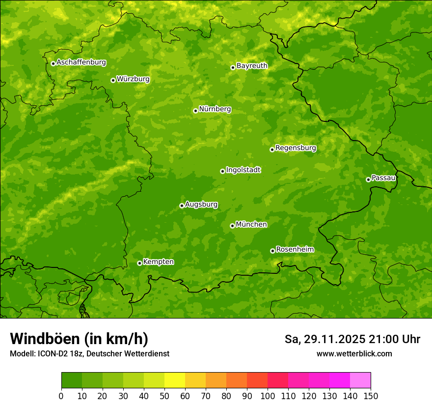 Modellkarten Windgeschwindigkeit