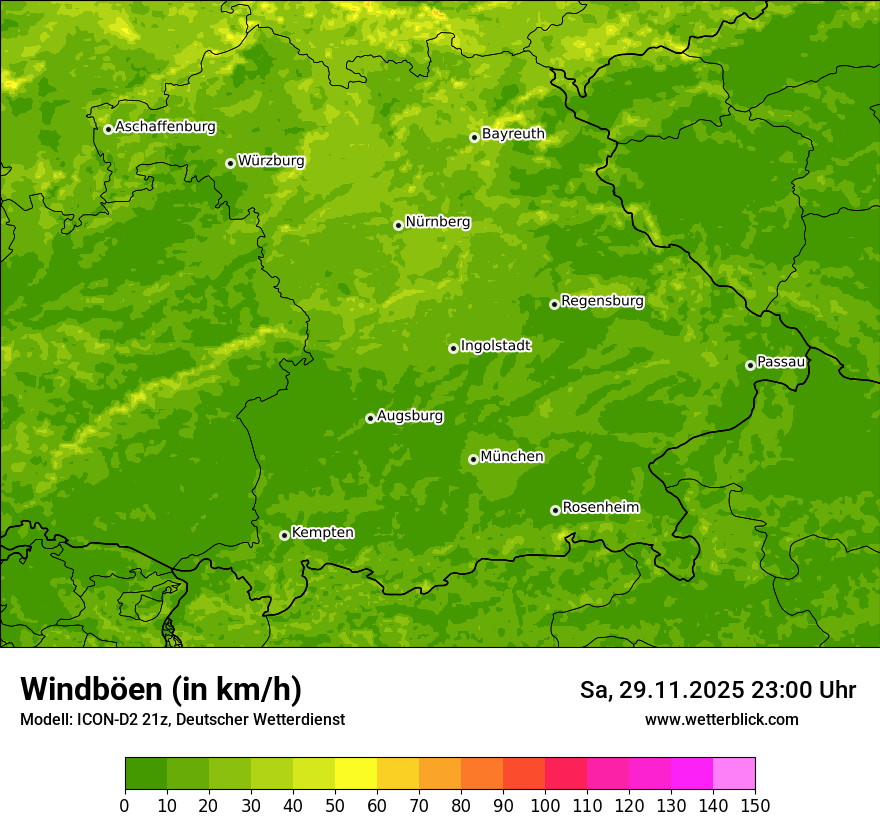 Modellkarten Windgeschwindigkeit