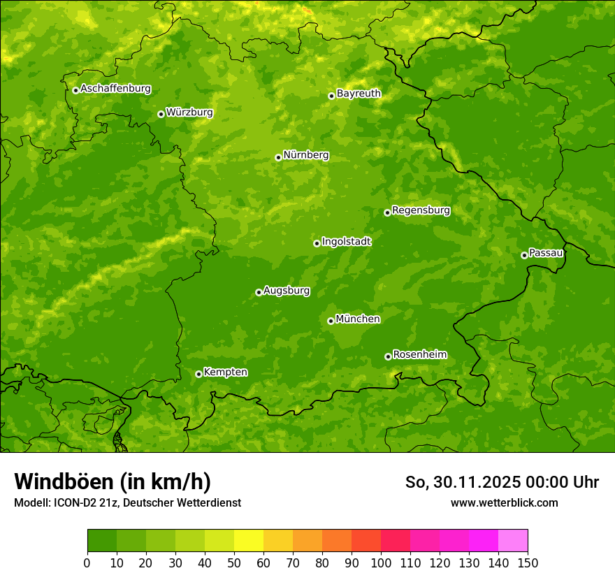 Modellkarten Windgeschwindigkeit