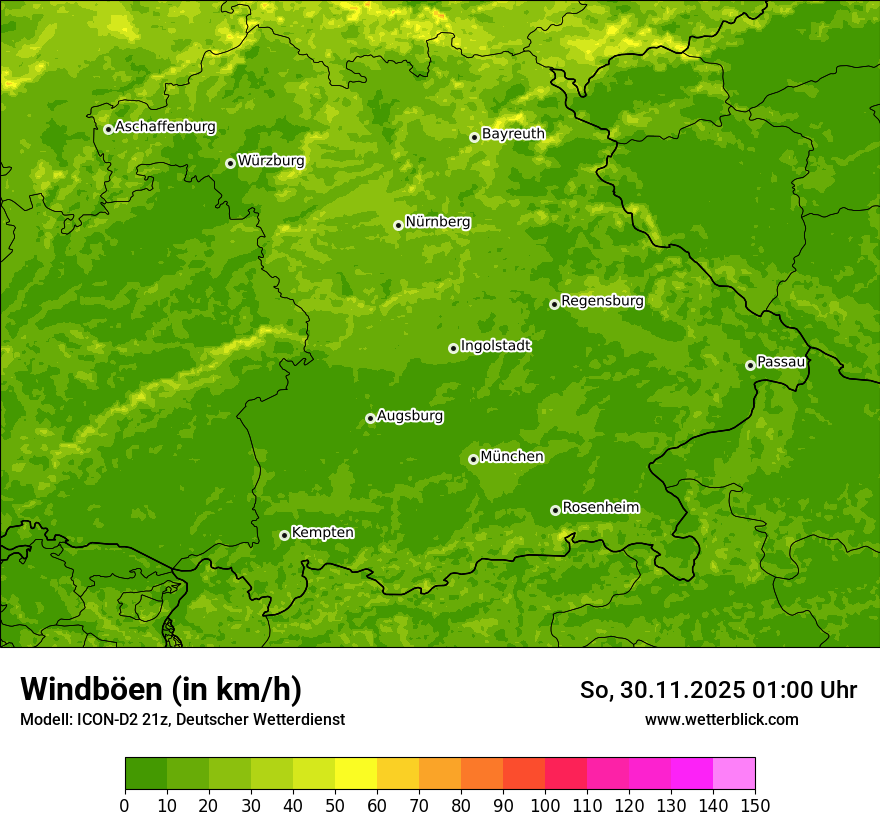 Modellkarten Windgeschwindigkeit