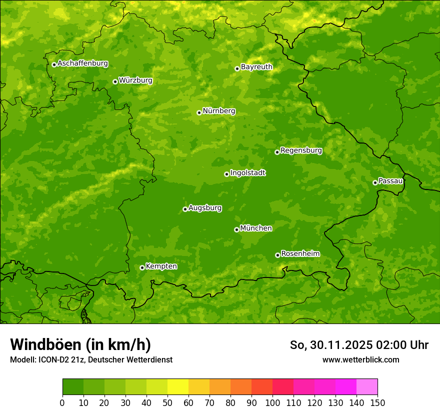 Modellkarten Windgeschwindigkeit