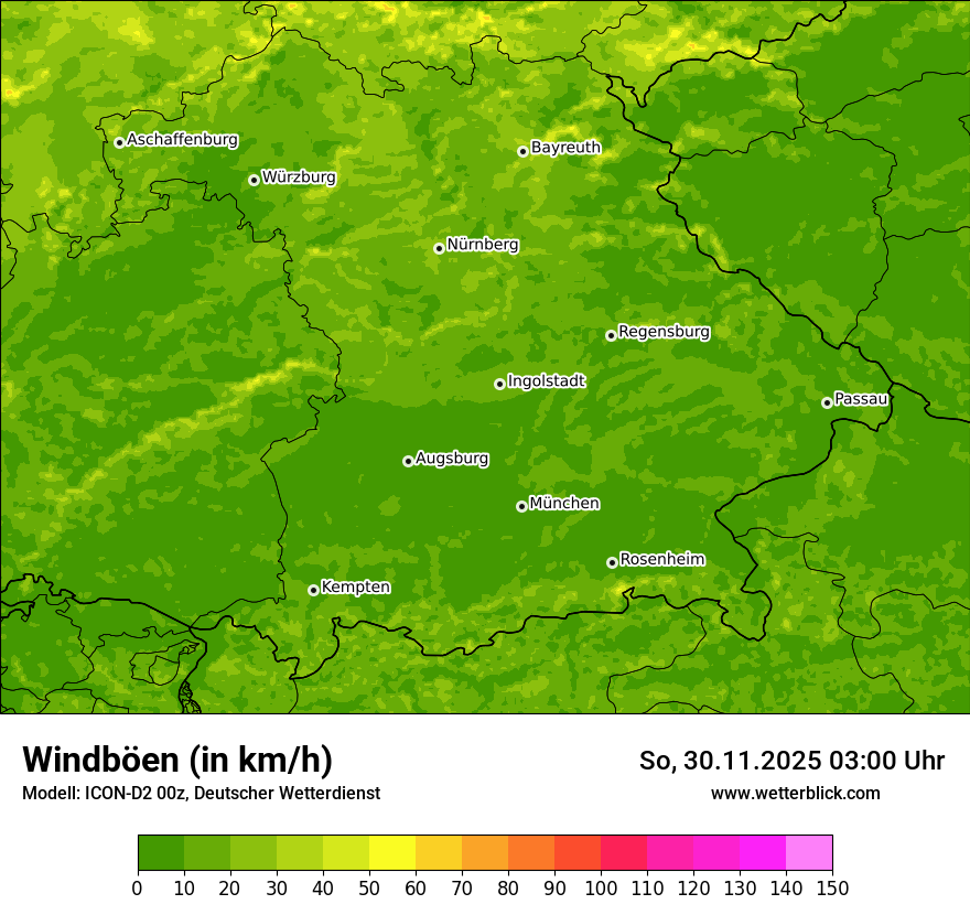 Modellkarten Windgeschwindigkeit