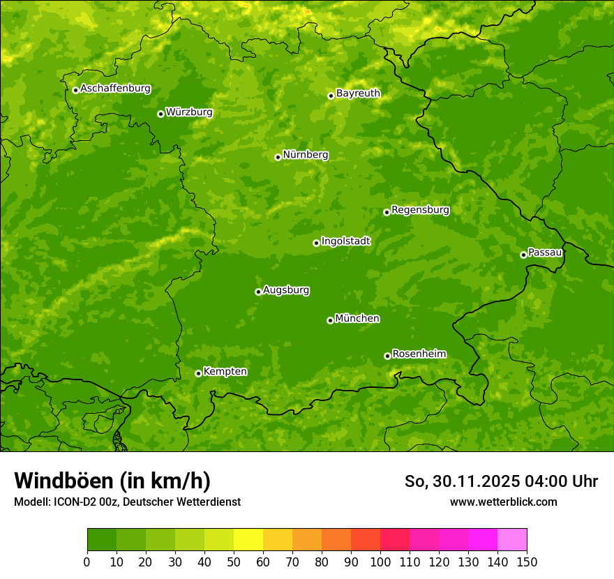 Modellkarten Windgeschwindigkeit