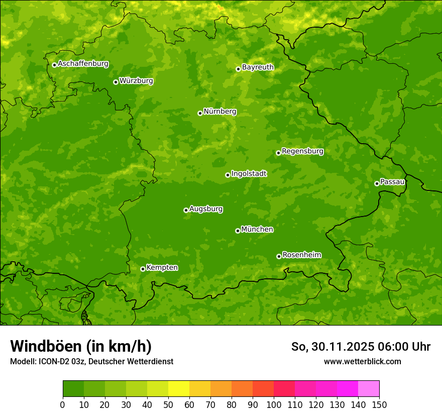 Modellkarten Windgeschwindigkeit
