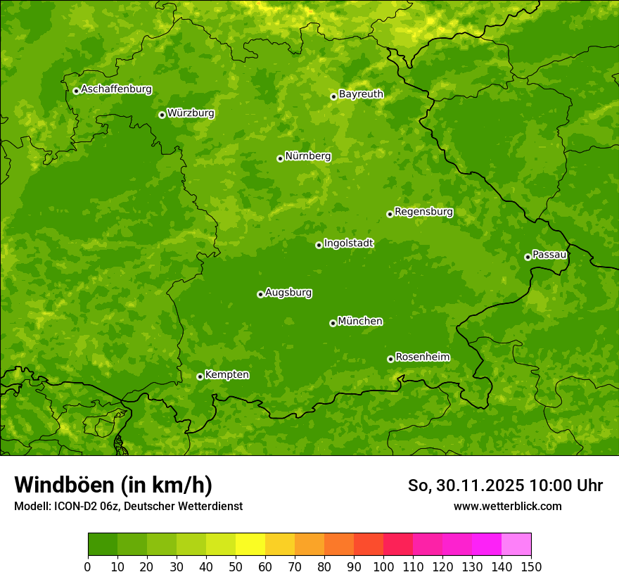 Modellkarten Windgeschwindigkeit
