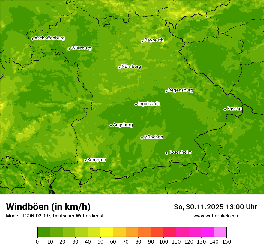 Modellkarten Windgeschwindigkeit