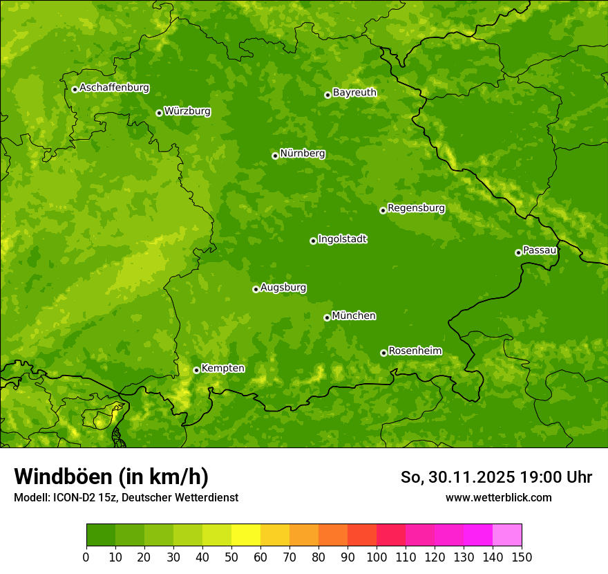 Modellkarten Windgeschwindigkeit