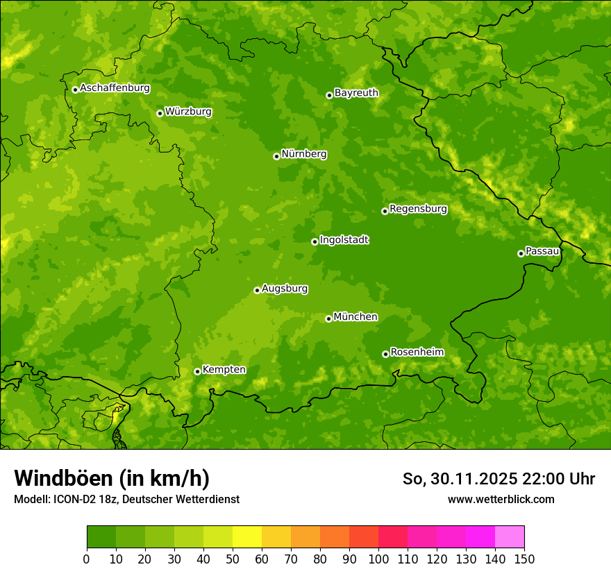 Modellkarten Windgeschwindigkeit