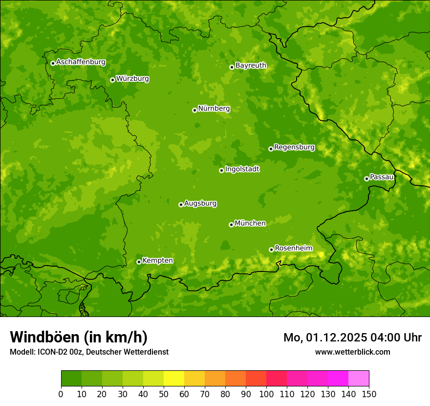 Modellkarten Windgeschwindigkeit