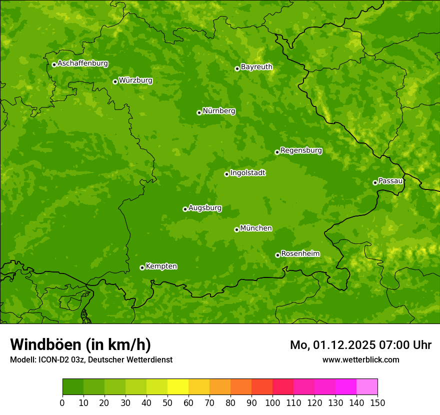 Modellkarten Windgeschwindigkeit
