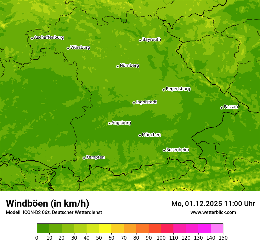 Modellkarten Windgeschwindigkeit