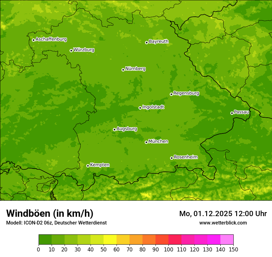 Modellkarten Windgeschwindigkeit