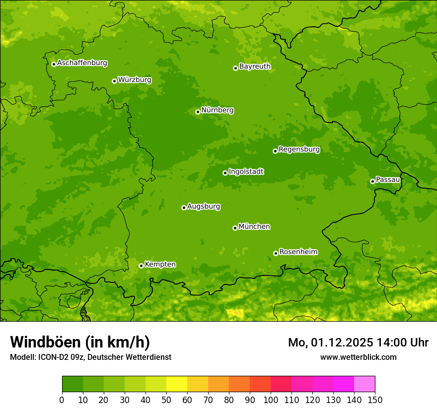 Modellkarten Windgeschwindigkeit