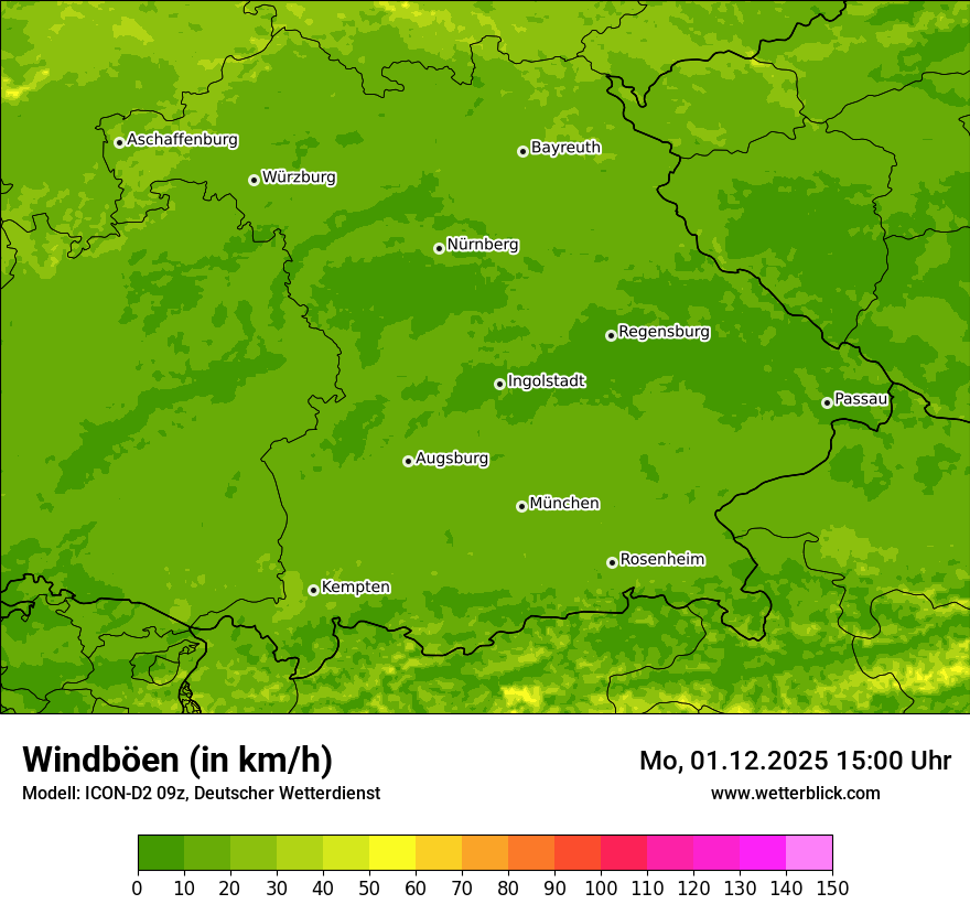 Modellkarten Windgeschwindigkeit