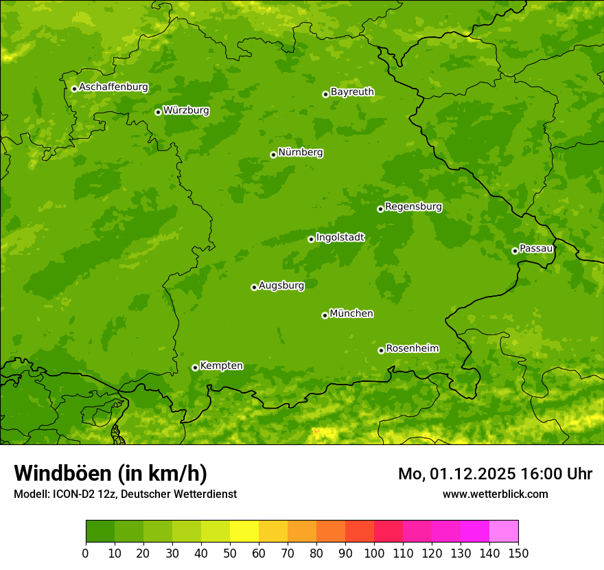Modellkarten Windgeschwindigkeit