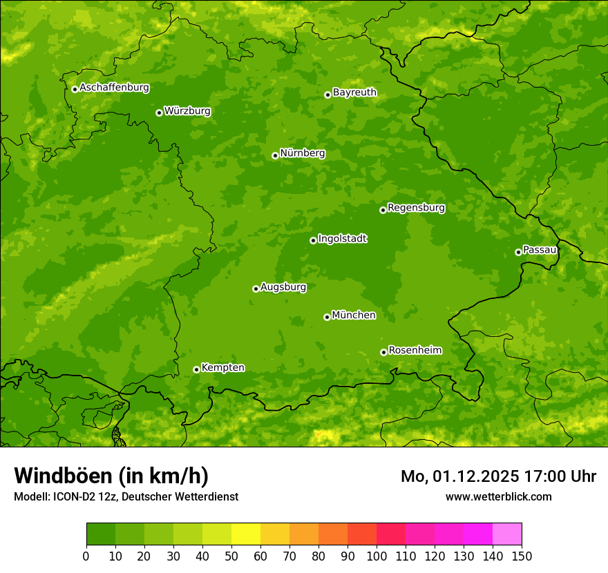Modellkarten Windgeschwindigkeit
