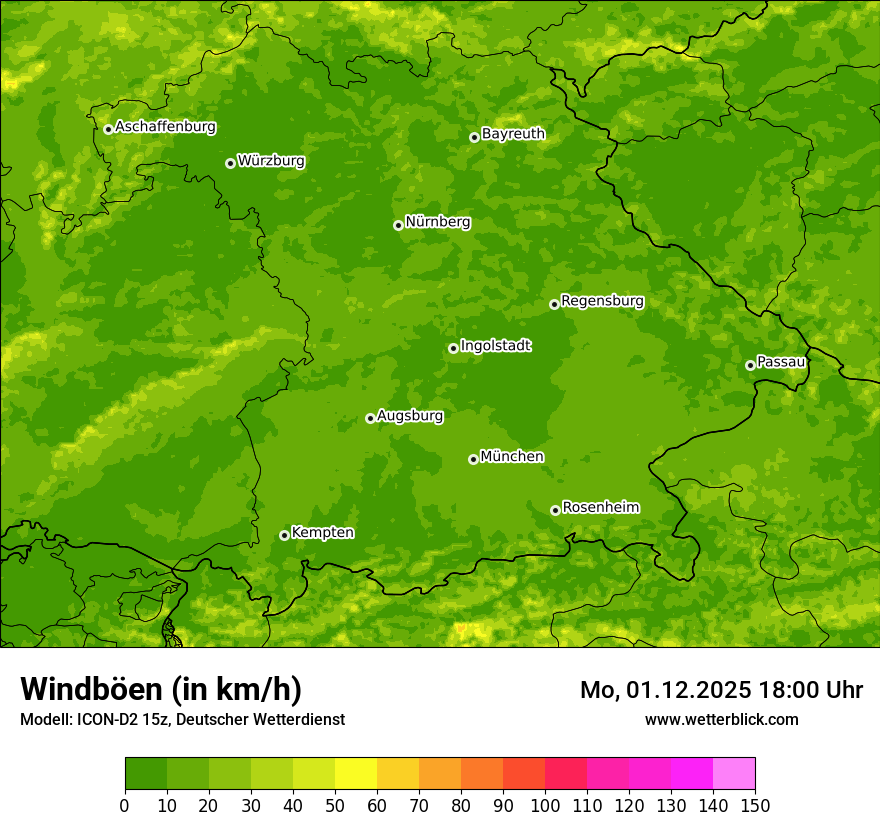 Modellkarten Windgeschwindigkeit