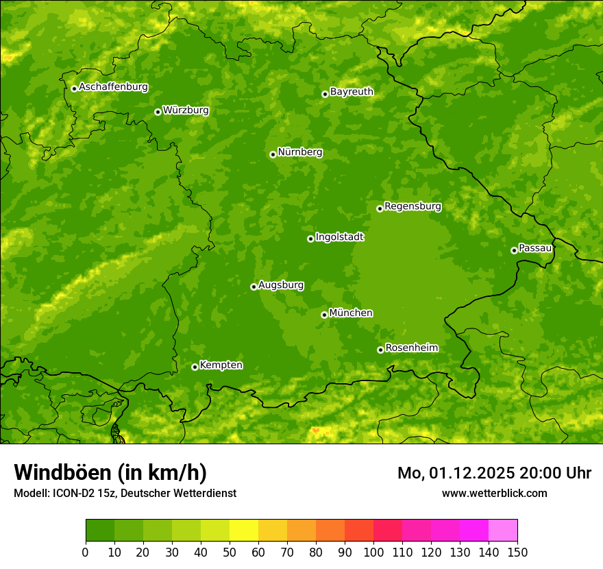 Modellkarten Windgeschwindigkeit