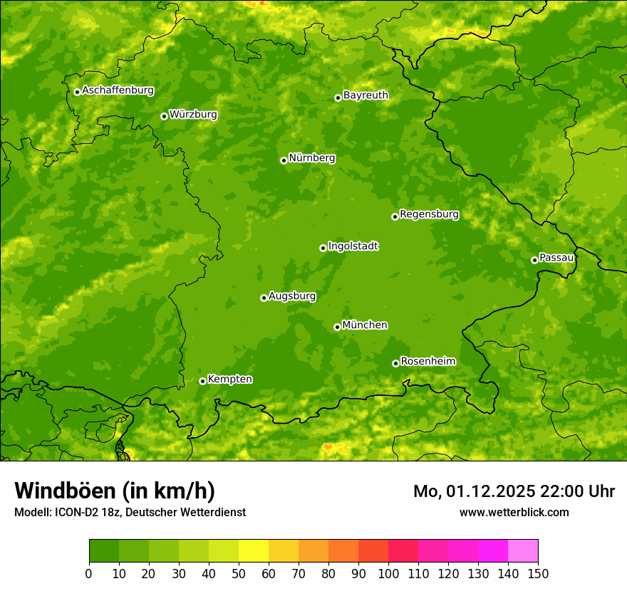 Modellkarten Windgeschwindigkeit