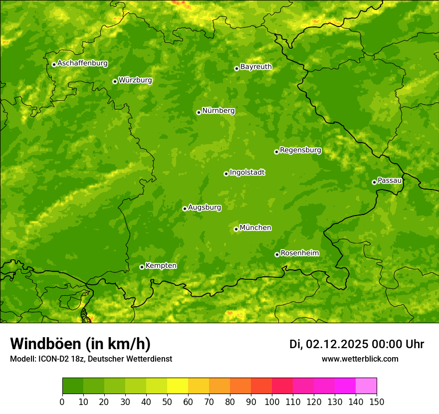 Modellkarten Windgeschwindigkeit