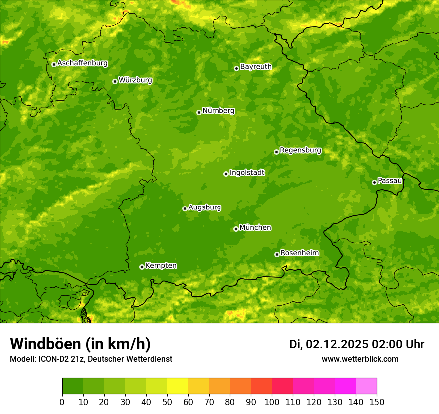 Modellkarten Windgeschwindigkeit