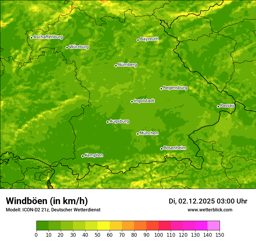 Modellkarten Windgeschwindigkeit