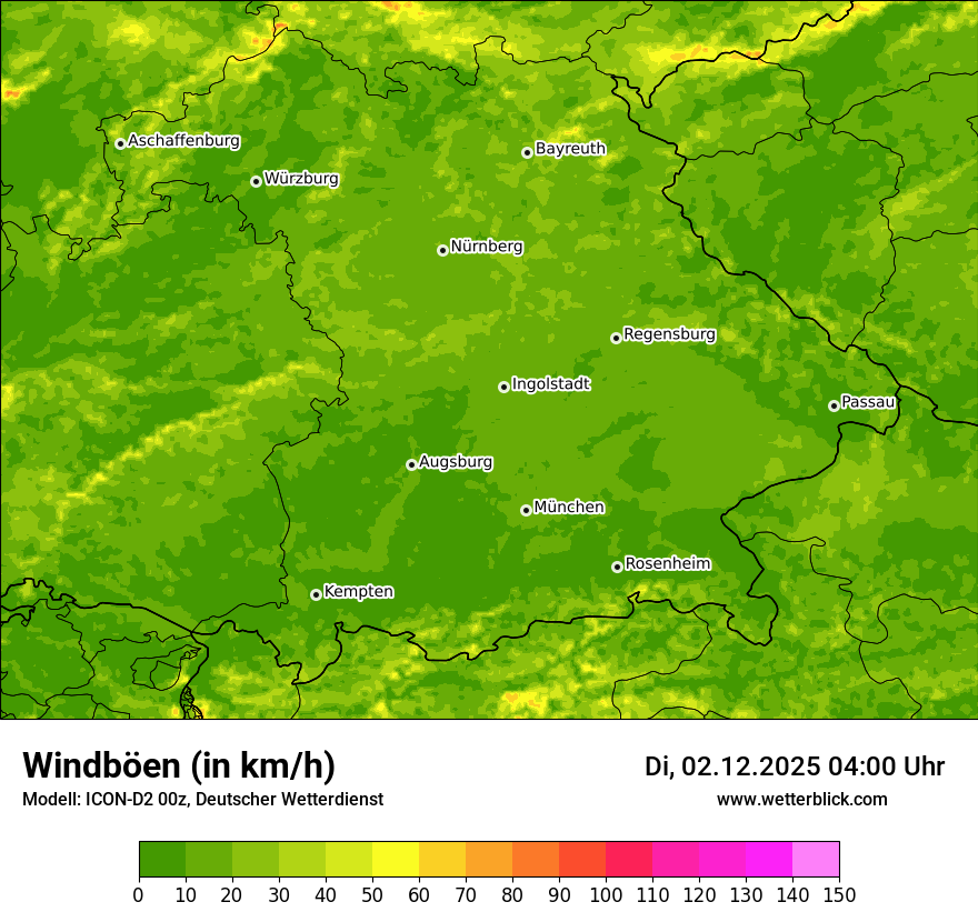 Modellkarten Windgeschwindigkeit