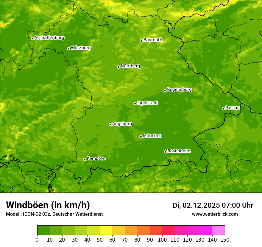 Modellkarten Windgeschwindigkeit