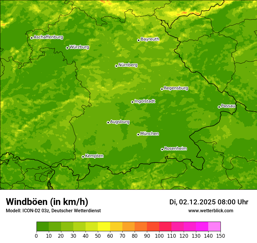Modellkarten Windgeschwindigkeit