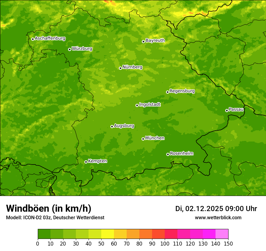 Modellkarten Windgeschwindigkeit