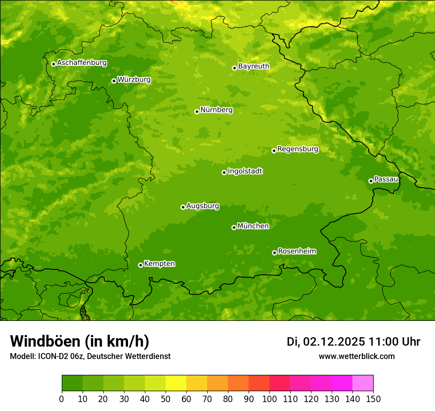 Modellkarten Windgeschwindigkeit
