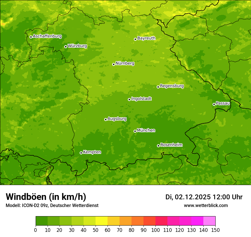 Modellkarten Windgeschwindigkeit