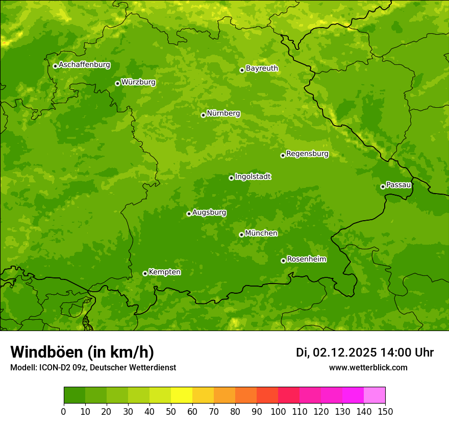 Modellkarten Windgeschwindigkeit