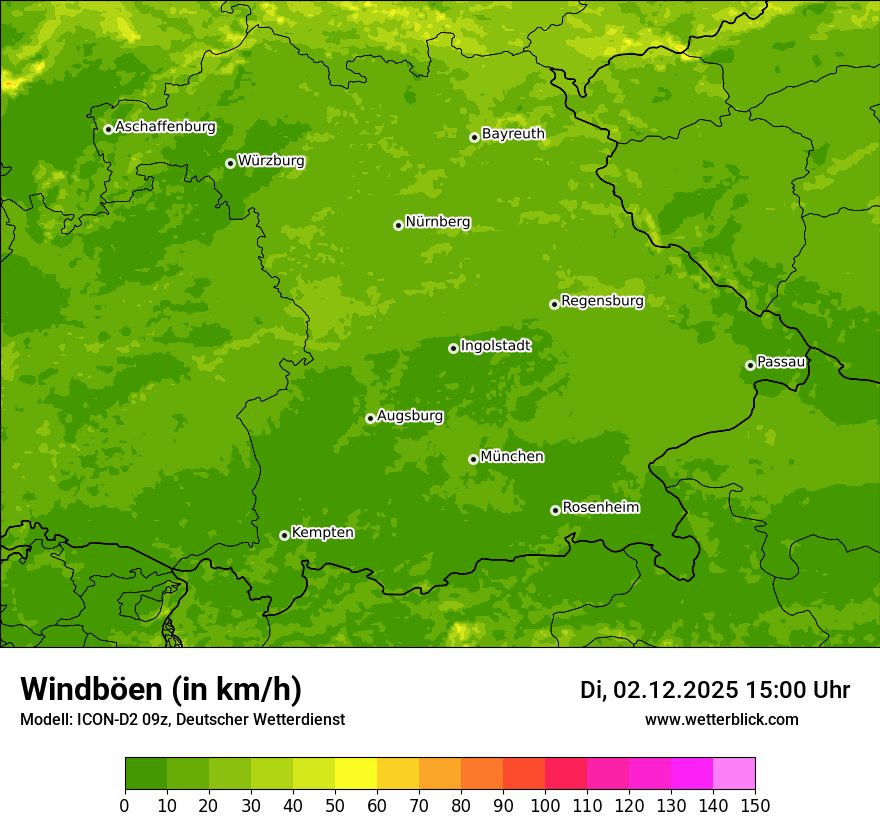 Modellkarten Windgeschwindigkeit