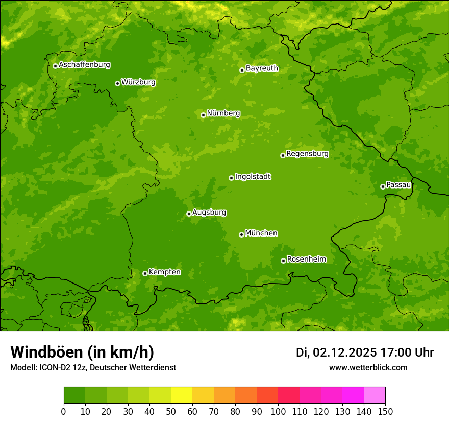 Modellkarten Windgeschwindigkeit