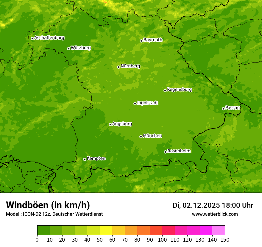 Modellkarten Windgeschwindigkeit