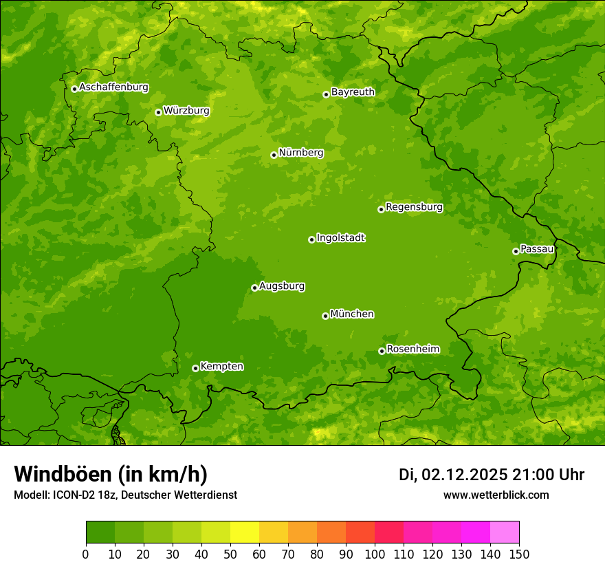 Modellkarten Windgeschwindigkeit